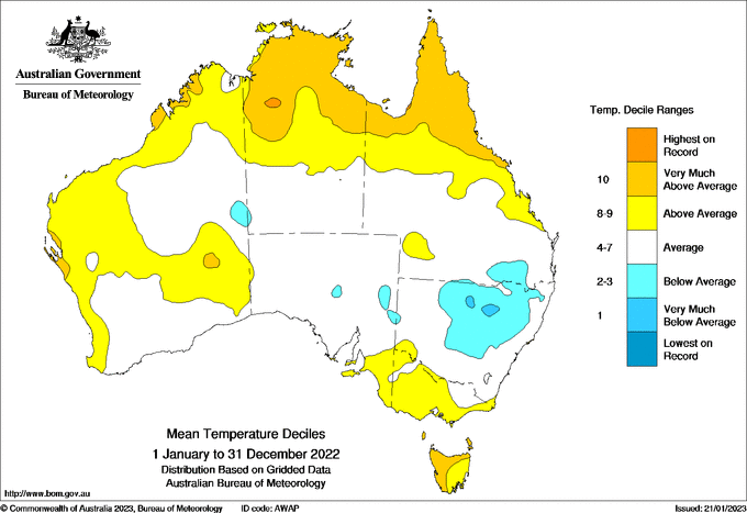 Map showing Australia's rainfall as described in text.